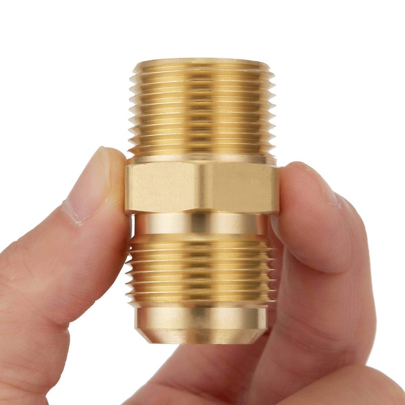 Litorange 2 PCS Metals Brass Couples Tube Fitting Half Union Gas Adapter 3/4" Flare x 3/4 Inch NPT Male Pipe Connector - Image 1